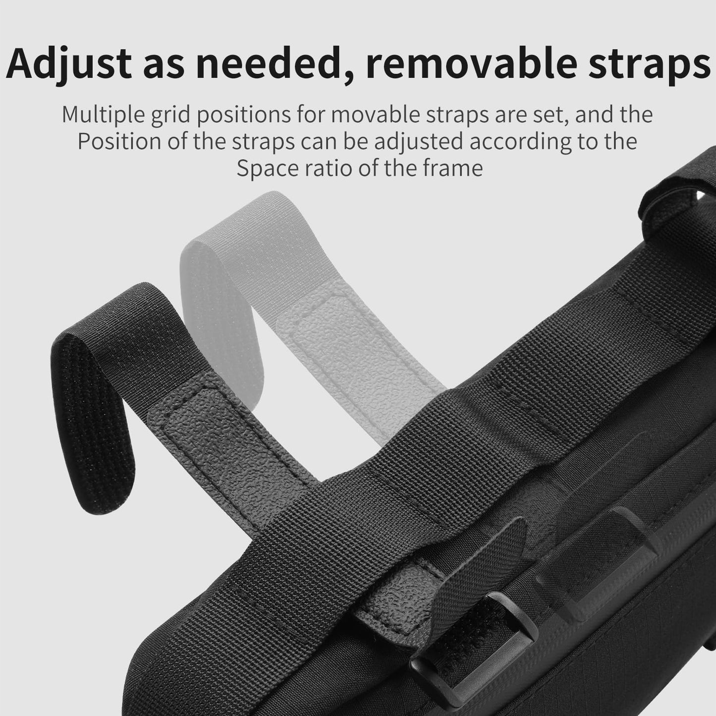 TOSUOD 3L Large Bike Frame Bag, 7" Phone Fit – 4-Point Anti-Sway Straps Secure Mount, Waterproof 600D Fabric, Full-Side Zipper Quick Access, Tool-Free Install, Universal MTB/Road/Gravel/E-Bike Storage