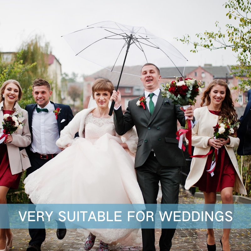 Jexine Extra Large Clear Golf Umbrella 60 Inch Oversized Automatic Open Stick Umbrella Transparent Waterproof for Adult Men Women Outdoor Sport Golf Play Weddings(1 Pcs)