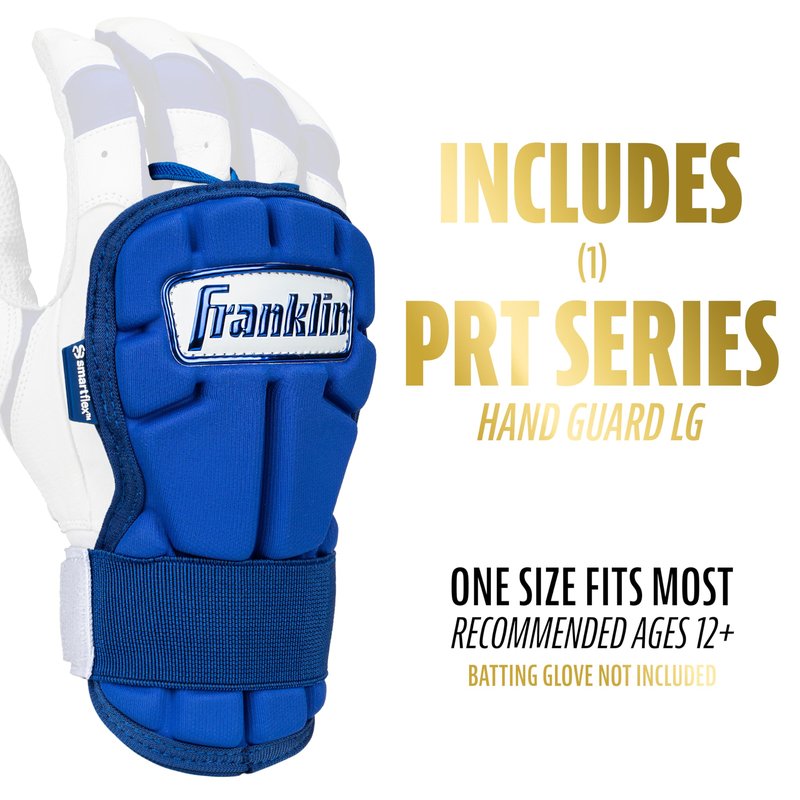 Franklin Sports Baseball Hand + Wrist Guard - PRT LG Series Adult Hand + Wrist Protector for Batting - Protective Shield - Righty + Lefty Hitters - Royal - One Size - Adult
