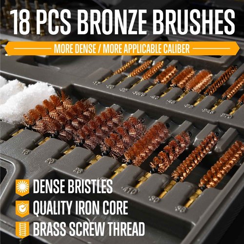 GLORYFIRE Elite Gun Cleaning Kit, Handgun Shotgun Pistol Universal Cleaning Kit with All Brass High-end Brushes, Jags, Reinforced and Lengthened Rods