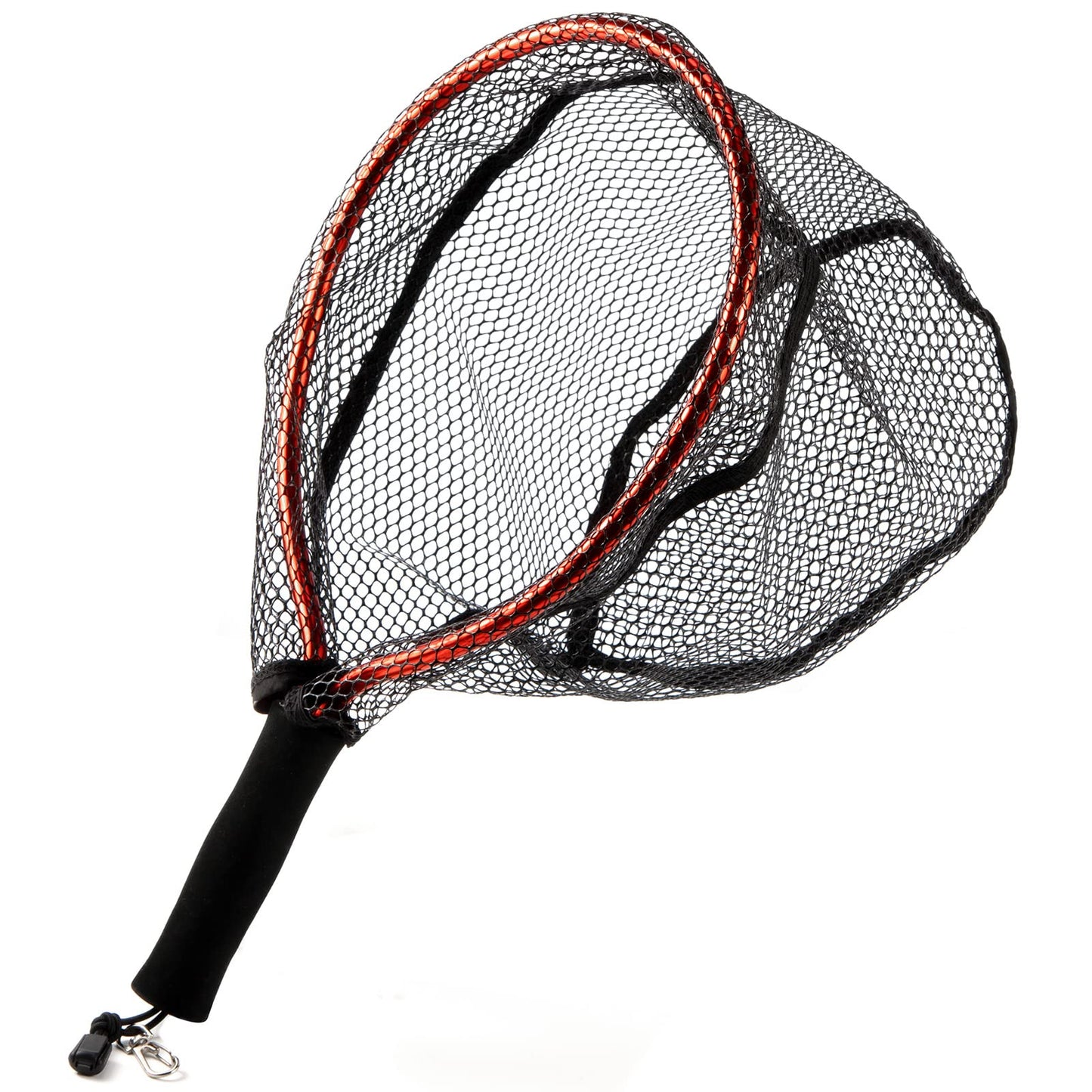 Alwonder Fly Fishing Net with EVA Handle, Fishing Landing Nets CNC Aluminum Alloy Frame, Rubber Coated Mesh Trout Net Kayak Nets for Trout Crappie Bass Sunfish Bulegill Panfish - Red