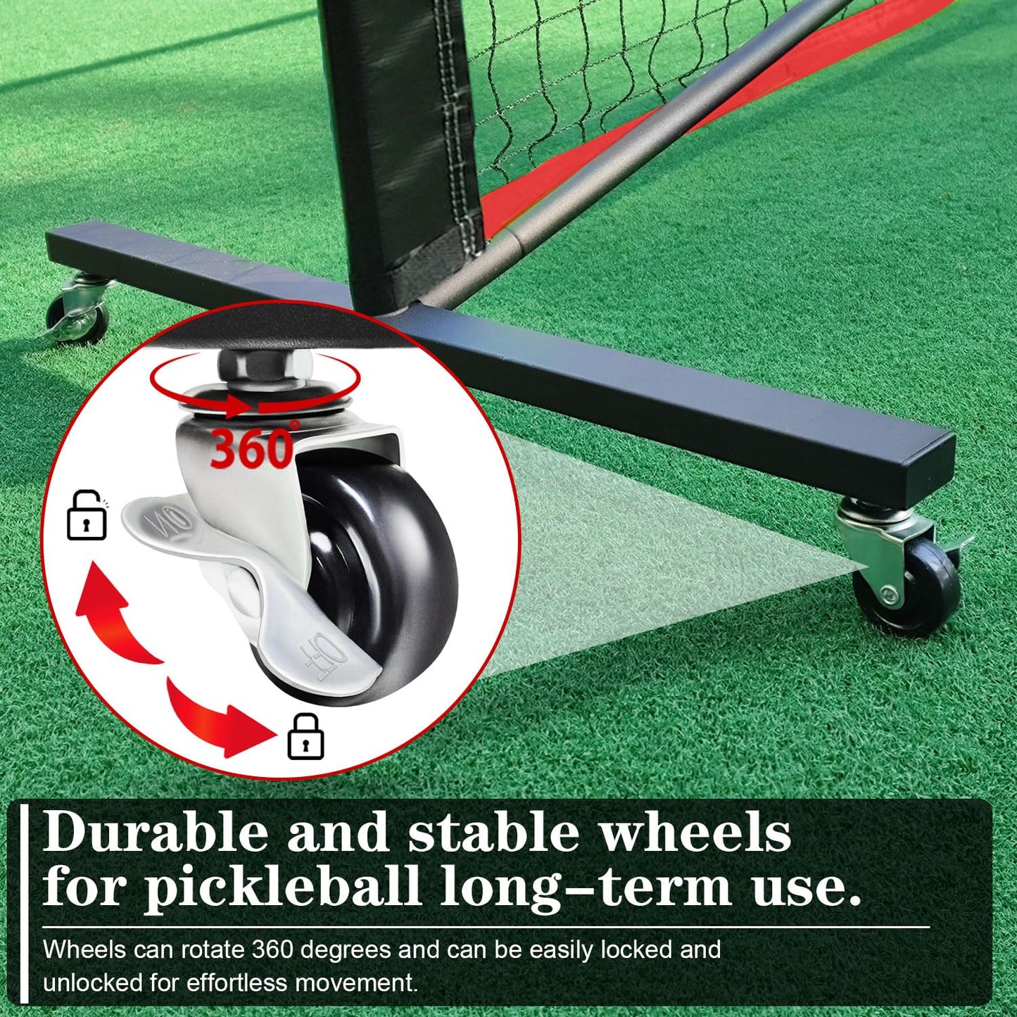 Portable Pickleball Net with Wheels, 22FT Regulation Size Pickle ball Net with Pickleballs, Carry Bag for Home, Driveway, Backyard, Indoor or Outdoor