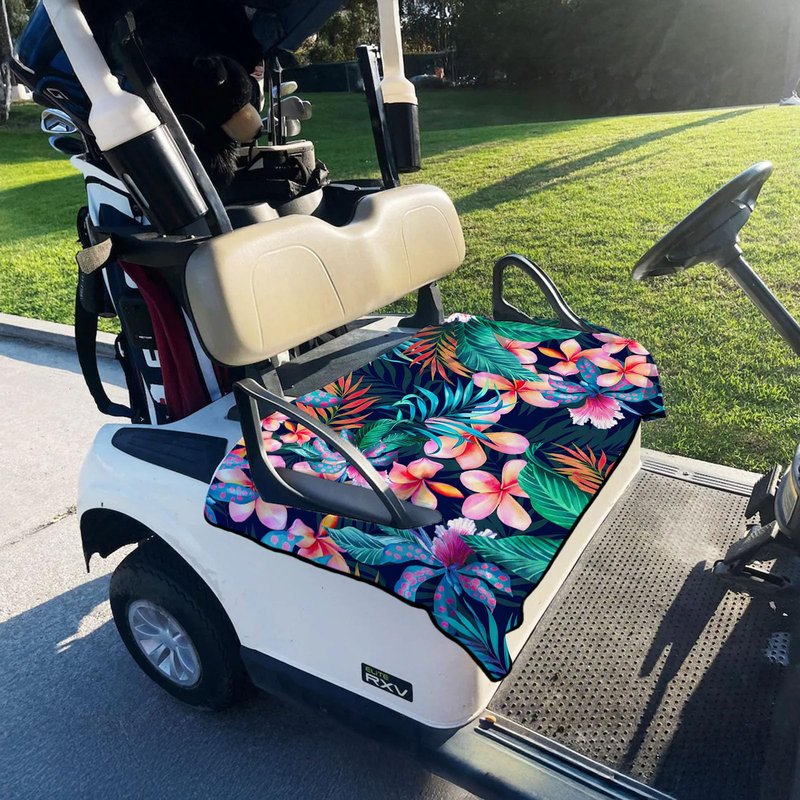 Golf Cart Seat Covers,Pink Floral Print Golf Cart Seat Towel Blanket, 100% Microfiber, Soft and Comfortable,Universal Club Car, and More 2-Seat Golf Carts, Stylish Golf Cart Accessory, 50''x31''