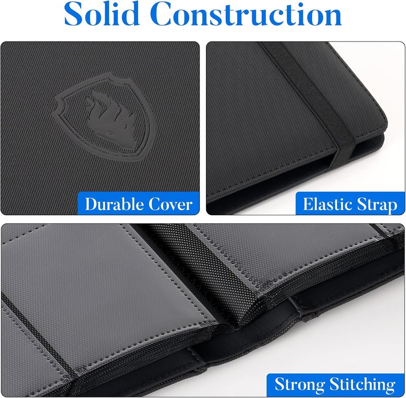 Premium 9 Pocket Card Binder - Sturdy PU Cover for 360 Cards | Sleek Black Trading Card Album