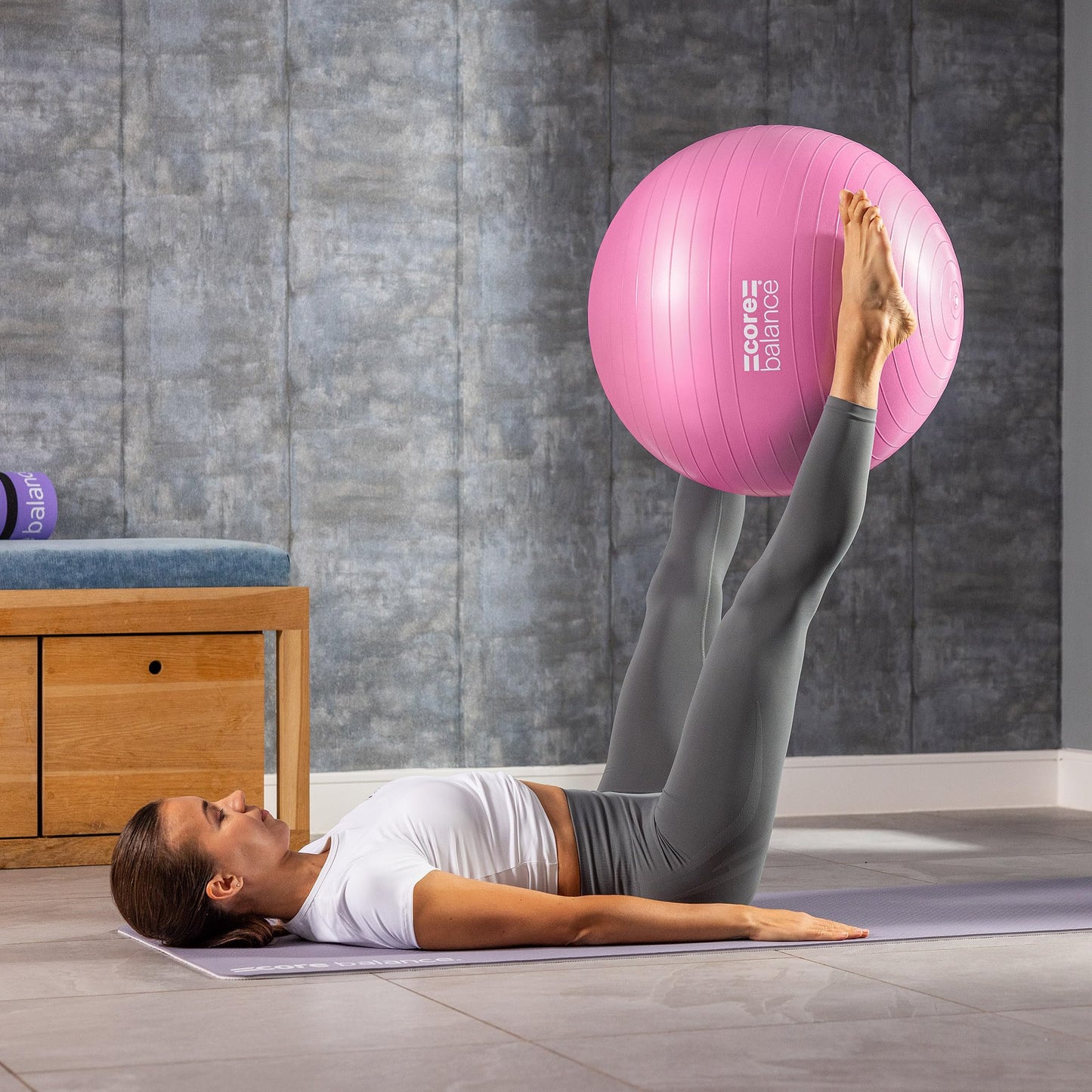 Core Balance Exercise Ball for Workouts, Anti-Burst and Slip Resistant, Swiss Yoga Ball for Pregnancy, Stability, Fitness and Physical Therapy, 4 Sizes, with Pump (25" / 65cm Pink)