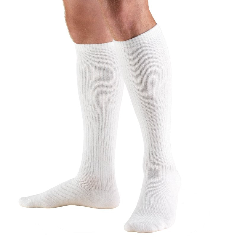 Truform Diabetic Compression Socks for Men and Women, 8-15 mmHg Knee High Over Calf Length, White, Large