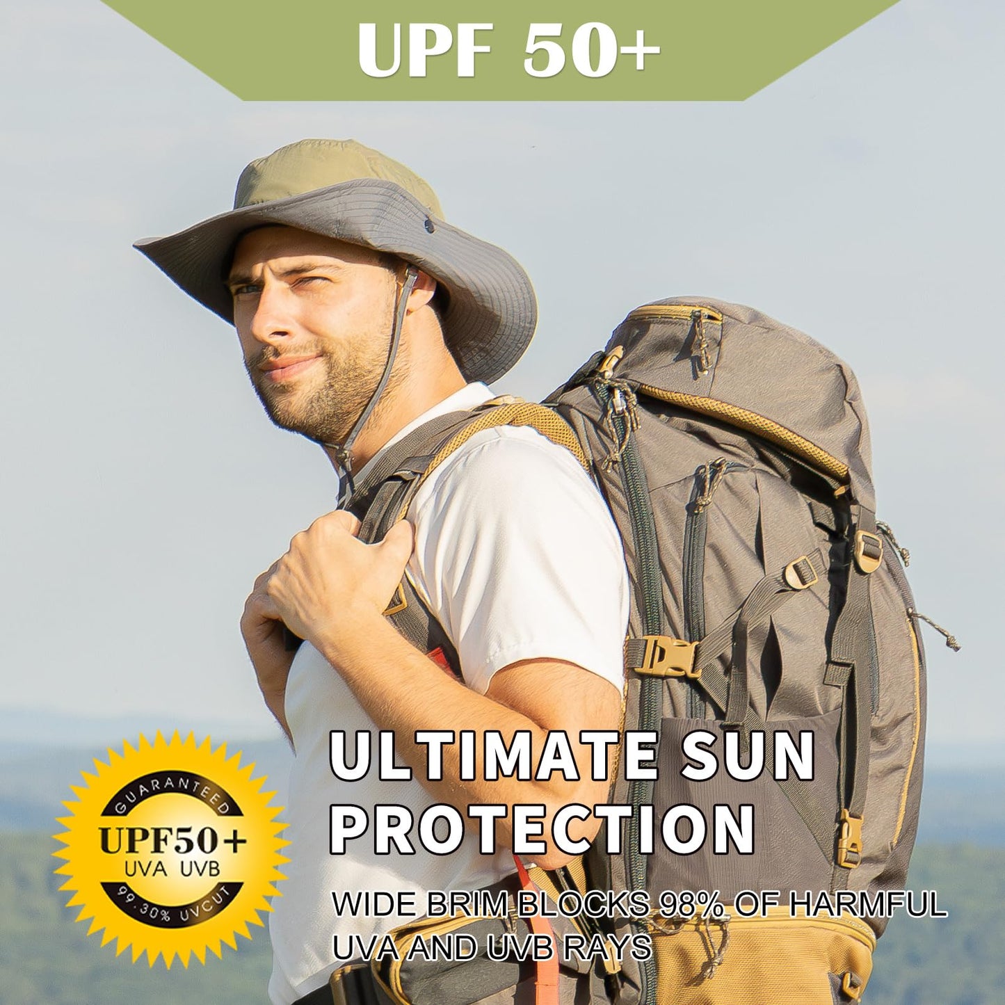 TOP-EX L/XL Sun Hats for Women & Men with Wide Brim, UV Protection UPF 50, Waterproof Safari Hat Boonie Hats, Foldable & Breathable & Adjustable for Fishing Trekking Travel, Navy 60-63CM