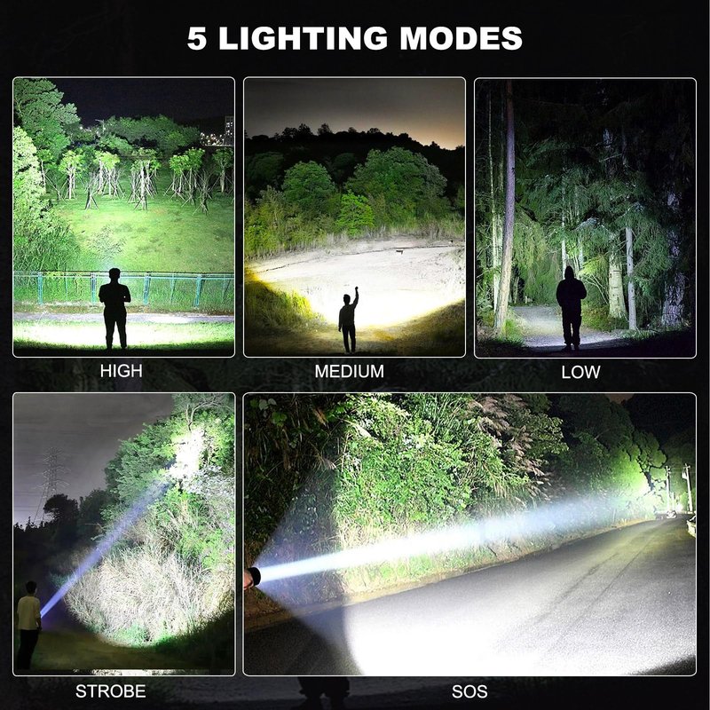 Lylting 4 Pack Rechargeable LED Flashlights High Lumens, 99,000LM Super Bright Flashlight, Adjustable Powerful Flash Light with USB Cable & 5 Modes, Waterproof Handheld Flashlight for Home Camping