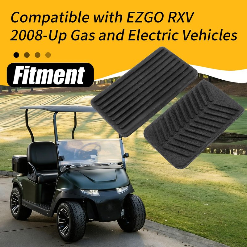 COOL STAR Golf Cart Accelerator and Brake Pedal Pad Cover Compatible with EZGO RXV 2008-Up Gas and Electric Vehicles Replaces 610471 600252 600255 610529