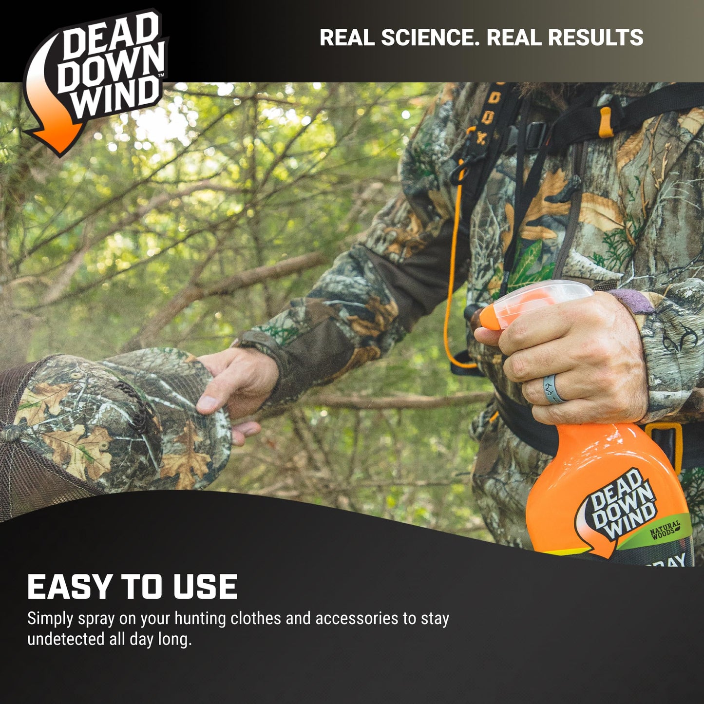 DEAD DOWN WIND Evolve Field Spray – Odor Fighting Technology Hunting Scent Control Spray Bottle – Natural Woods, Safe for Sensitive Skin - Easy to Use for Hunting Gear & Clothing (32 oz)