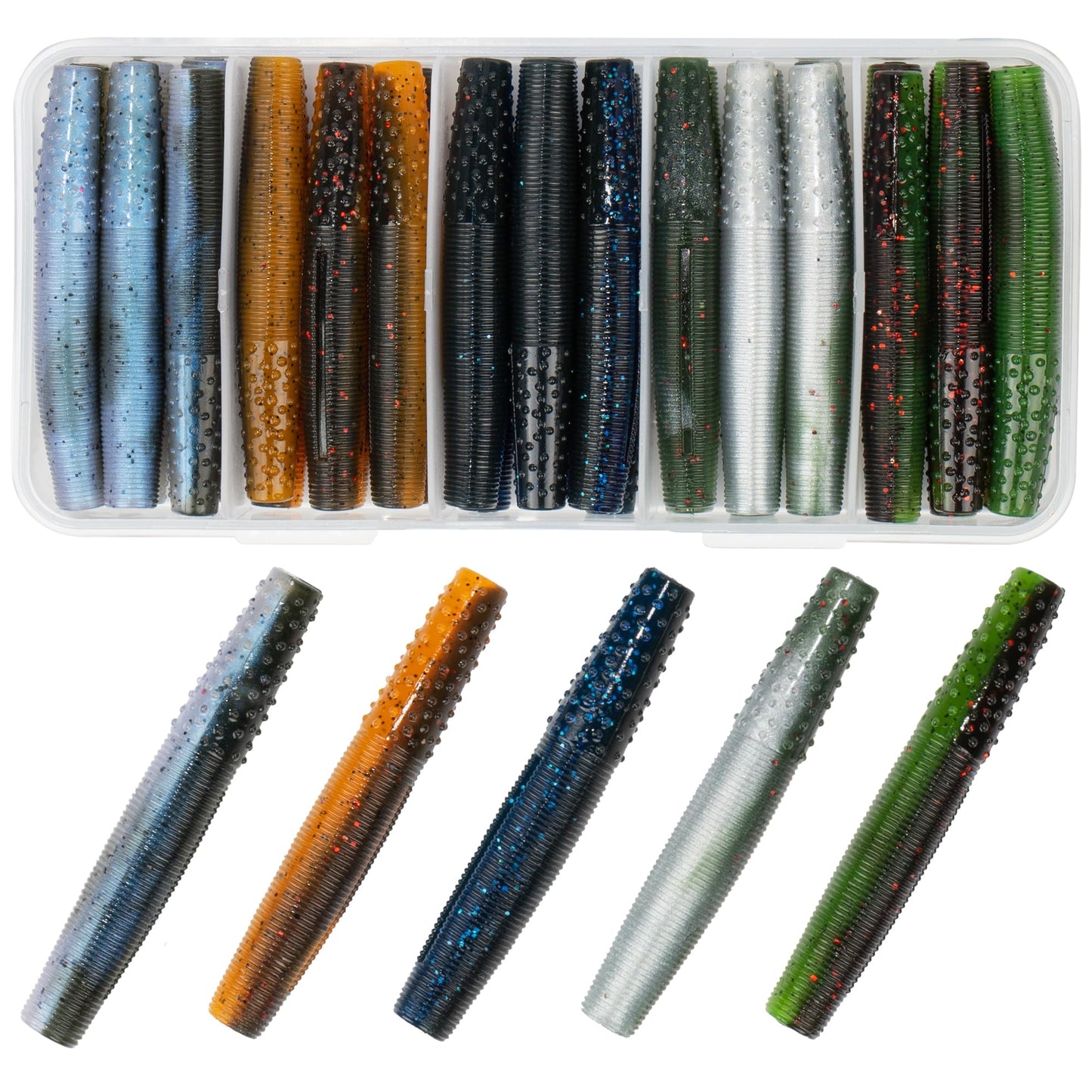 Bombrooster Ned Rig Worms Kit, TRD Soft Plastic Baits for Bass Fishing