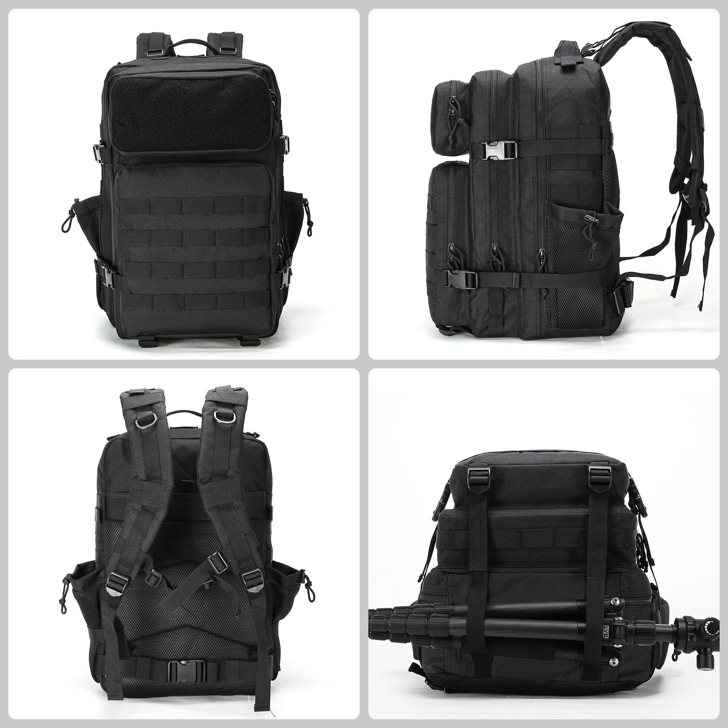 gracedon Military Tactical Backpack for Men and Women Army Camping Daypack Bug out Bag 45l Asault Pack for Travel Hiking (Black)
