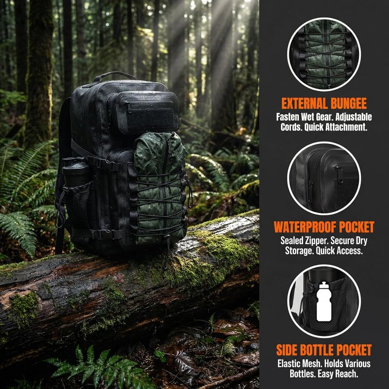 Miramrax Waterproof Dry Bag Backpack - 30L Tactical Design for Kayaking, Hiking, and Travel | Black
