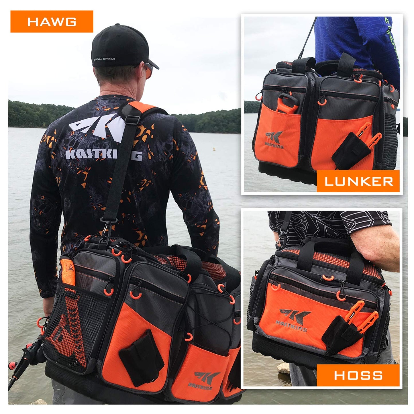 KastKing Fishing Tackle Bags, Fishing Gear Bag, Saltwater Resistant Tackle Bag,Extra-large Hawg (C: Extra-large Hawg (Without Trays, 26.4"x11"x15.4"))