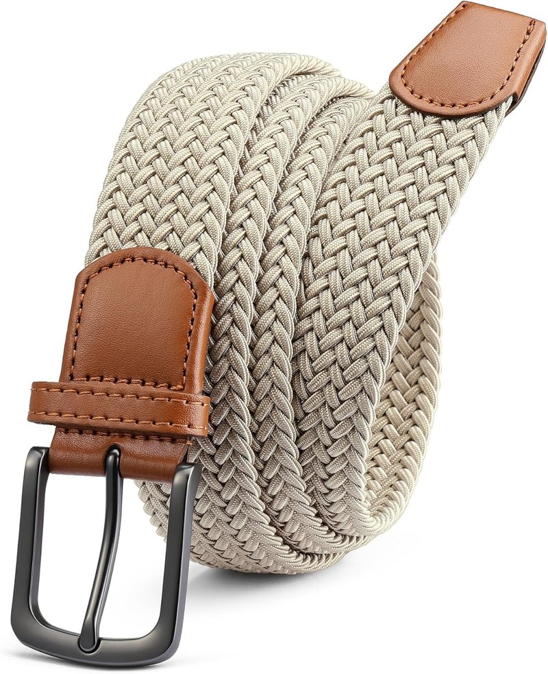 Men's Braided Stretch Golf Belt - Versatile 1 3/8" Casual Style for Pants & Shorts