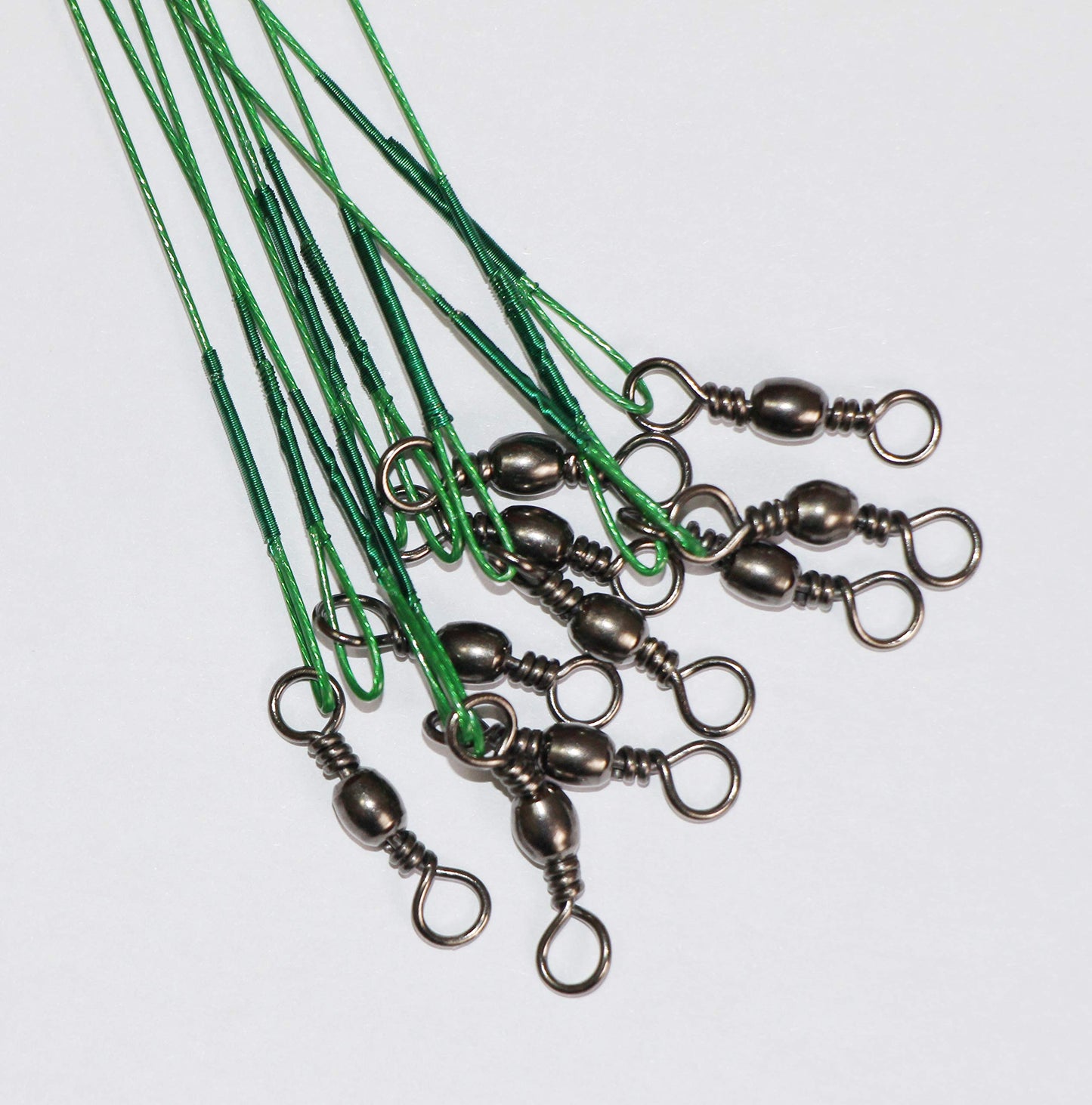 20pcs Wire Leader Hook Rigs Baitholder Fishing Hook Nylon Coated Fishing Wire Leader with Swivel (6.5inch Green, 3/0-20pcs)
