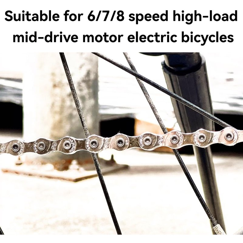 Heavy Duty Ebike Chain 6/7/8 Speed 136 Links, High Tensile Anti-Break Anti-Rust Electric Bicycle Mid Drive Motor Chains, Corrosion Resistant Replacement Drive Chain for E-Bike Mountain Chian Bike