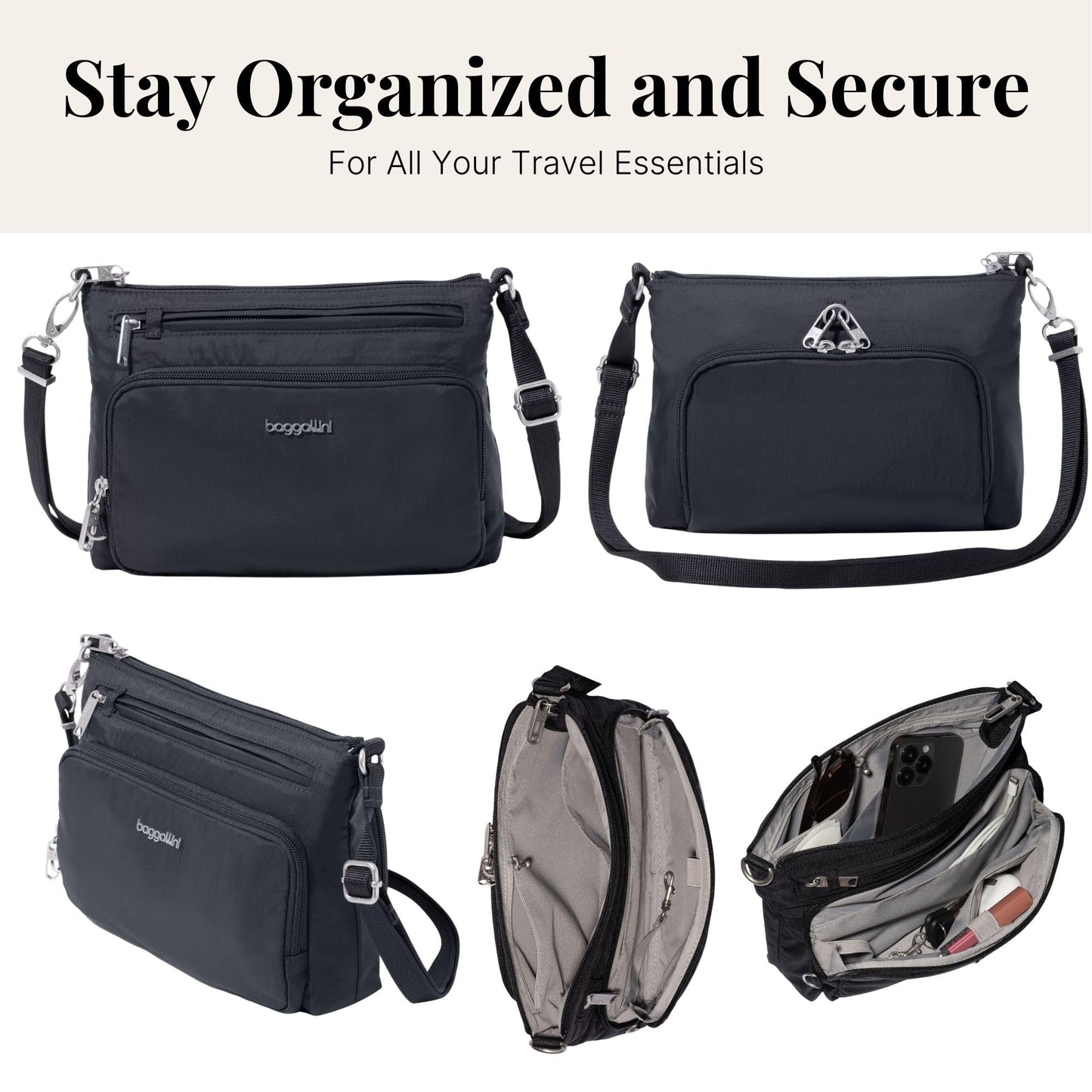 Securtex Anti-Theft Keepsake Crossbody - 9.8”x7”x1.9" Travel Safe Bag w/Locking Zippers, Slash-Resistant, RFID