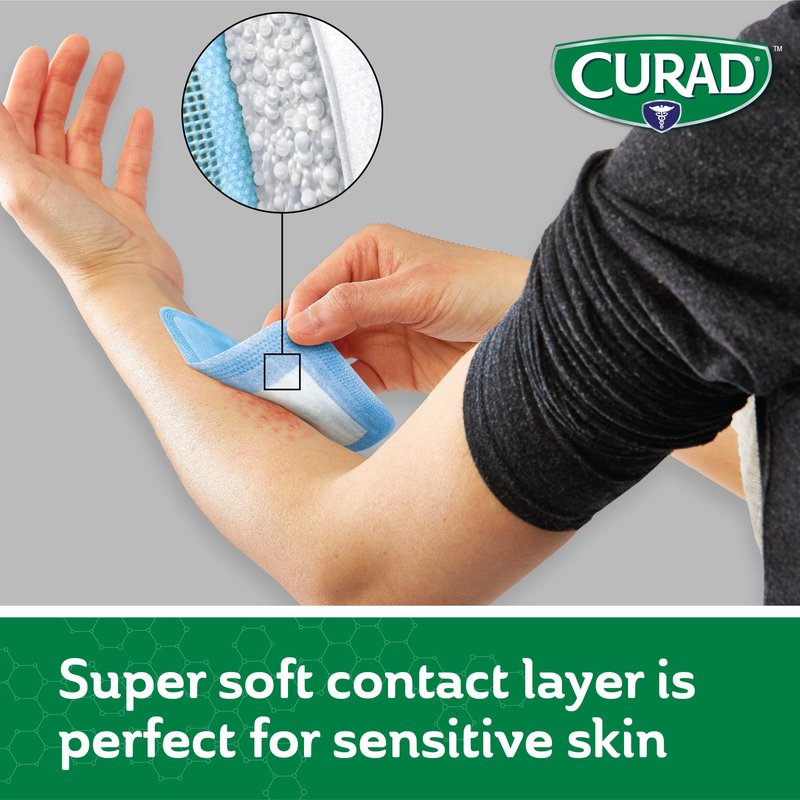 CURAD Naturals Charcoal Super Absorbent SAP Wound Pads, 3" x 3", 10ct, Pack of 3