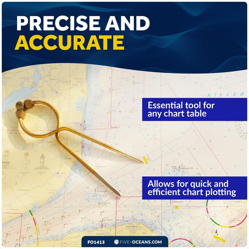 Five Oceans Marine Navigation 7-Inch One Hand Divider, Elegant Marine Charting Tool, Deluxe Brass Finish - FO1413