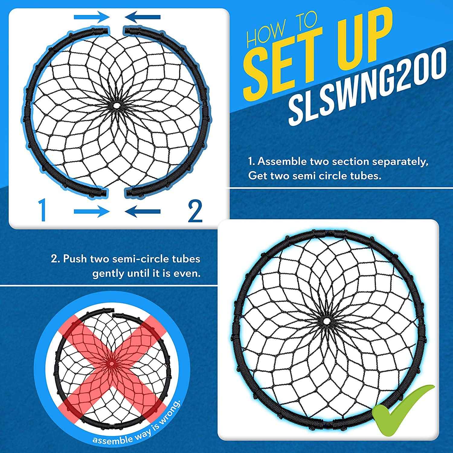 SereneLife SLSWNG200 Spider Swing-Netted Webbed Seat for Grip and Comfort-Hanging Tree Circular Flying Saucer with Ropes and Straps-Safe Durable Max Weight 600lbs, One Size, Standard