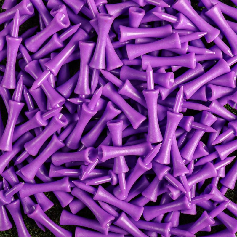 Amy Sport Golf Castle Tees Plastic Consistent Height 2 1/4 Inch Value 100 Pack, Unbreakable Step Down Reusable Tee for Par 3 Holes Practice in Orange Pink Purple (Purple)