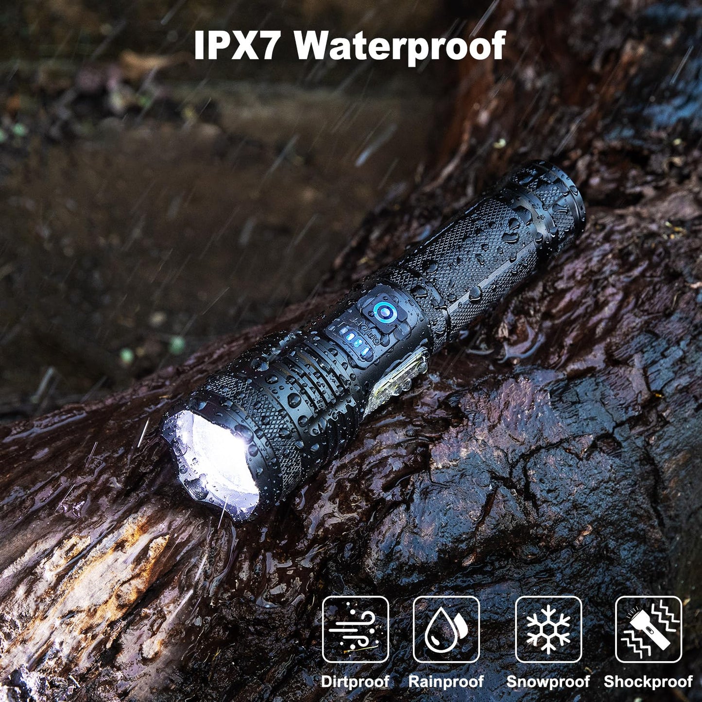 KINGCAESAR 3 Pack Rechargeable Flashlights 90,000 High Lumen, Ultra Bright LED Flash Light for Home, High Powered Flashlights with 7 Light Modes, IPX7 Waterproof for Camping