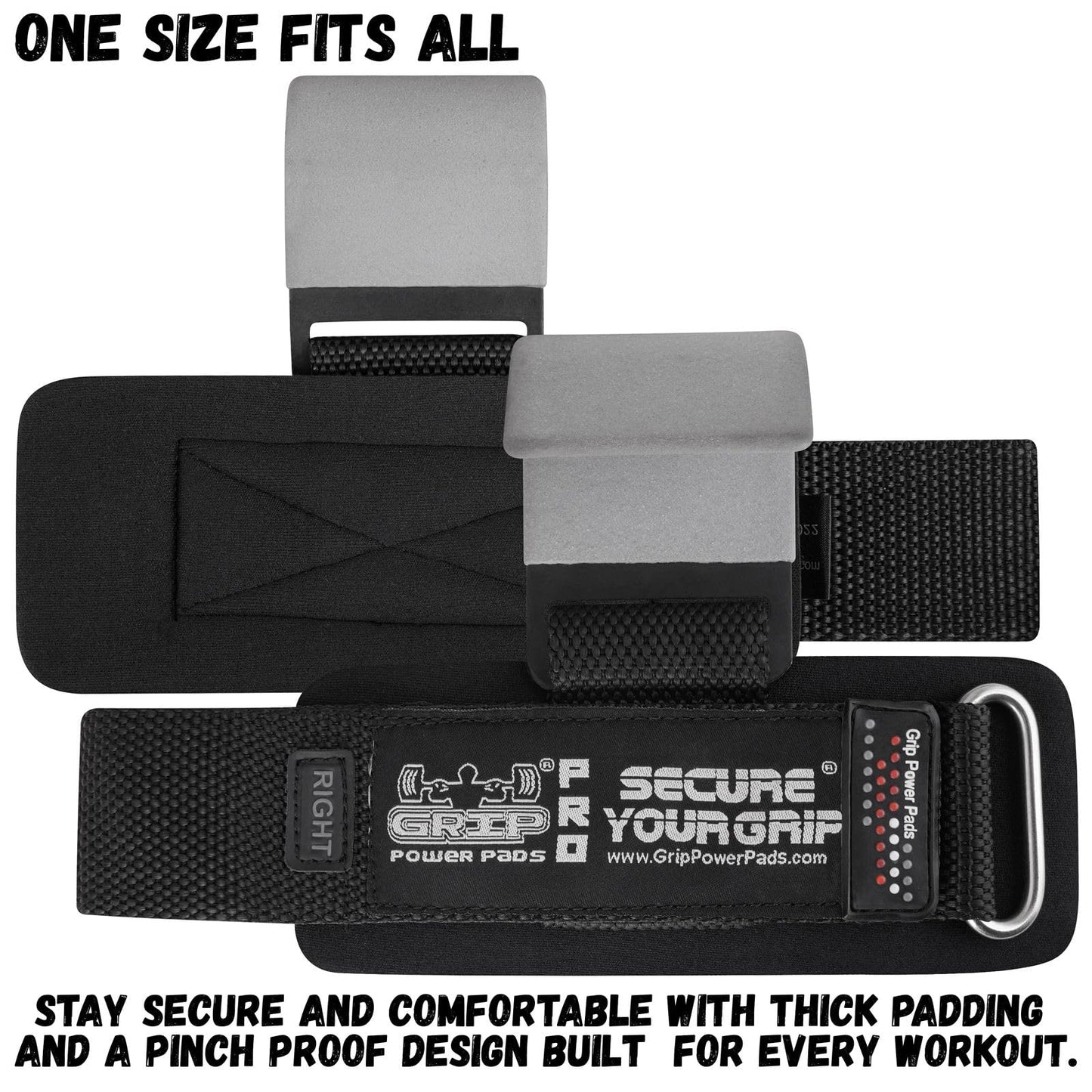Weight Lifting Hooks Heavy Duty PRO Lifting Wrist Straps Deadlift Straps Power Lifting Grips Weightlifting Gym Gloves Men & Women (Gray, Men-Wrist Size Large)