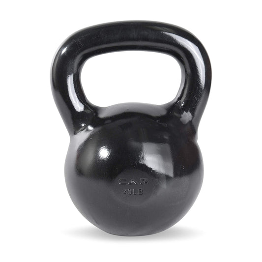 CAP Barbell Black Powder Coated Cast Iron Kettlebell, 40 lb