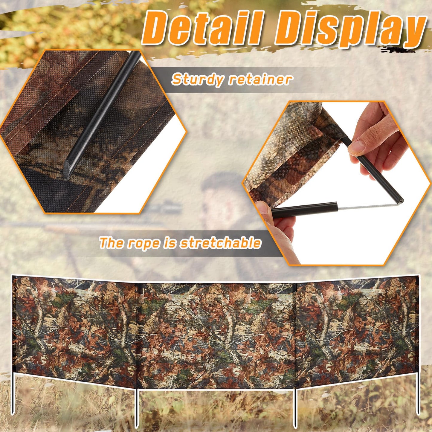 SmoothNovelty 2 Pcs Hunting Blinds Ground Portable Ground Blinds for Turkey Deer Hunting Camouflage 118 Inches x 27.6 Inches 3 Panel with 4 Stakes Easy Set up for Duck Turkey Spring Outdoor Shooting