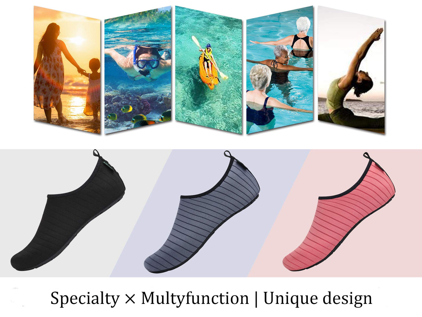 SAGUARO Mens Womens Quick Dry Water Shoes Barefoot Aqua Socks Beach Swim Diving Surf Kayaking Yoga Trip Outdoor Exercise