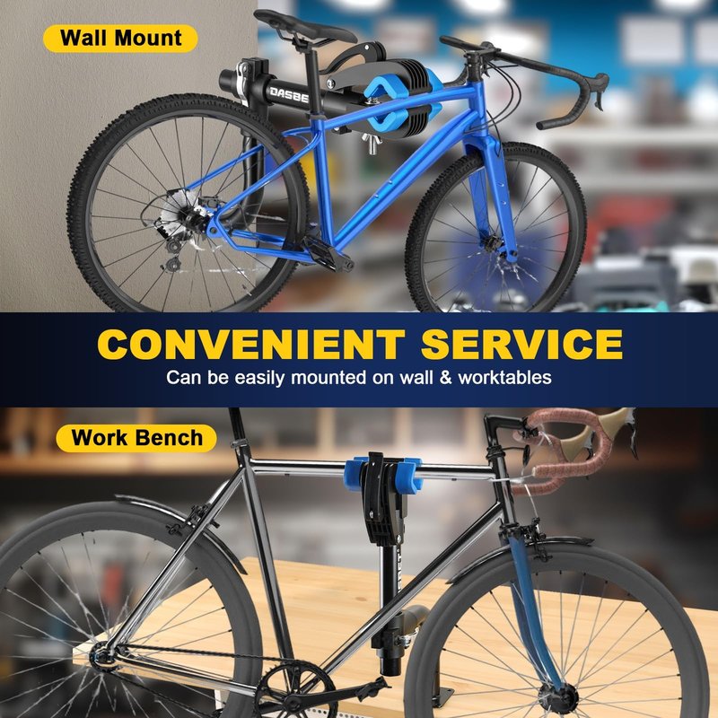 DASBET Bent Bike Repair Stand | Wall Mounted Bike Work Stand with Adjustable Clamp Bench Mount Bike Stand Bicycle Maintenance Rack Bike Clamp for Road Bike Mountain Bike