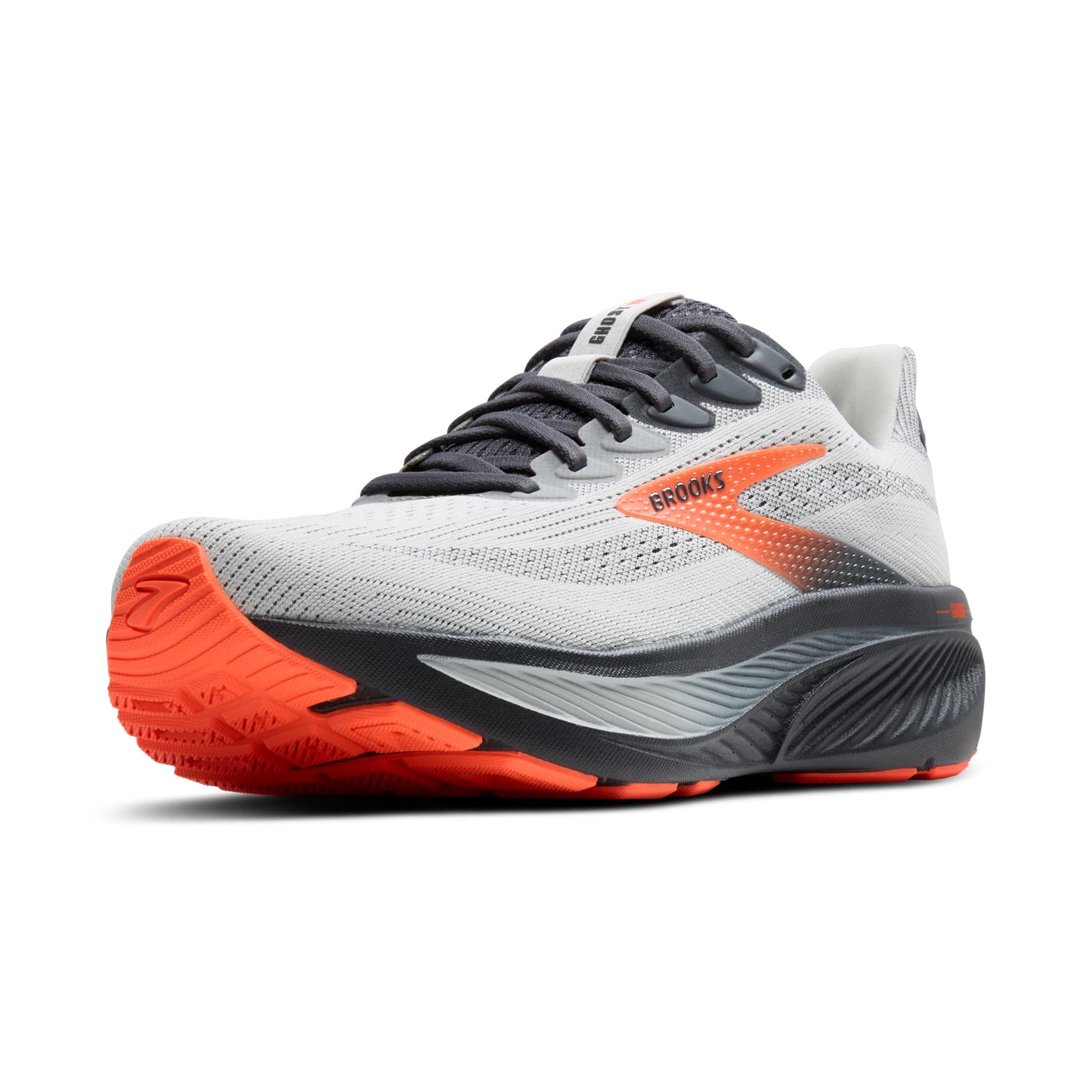 Brooks Men’s Ghost 17 Neutral Running Shoe - Oyster Mushroom/Orange/Ebony - 8 Narrow