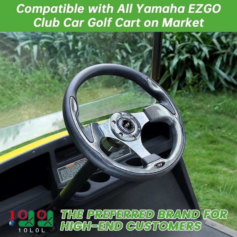 10L0L Golf Cart Steering Wheel, Generic of Most Golf cart EZGO Club Car Yamaha (style1 Gray)