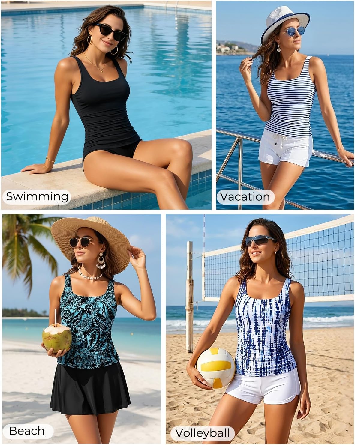 Aqua Eve Tankini Top for Women - Tummy Control Swimwear | Plus Size Options Available