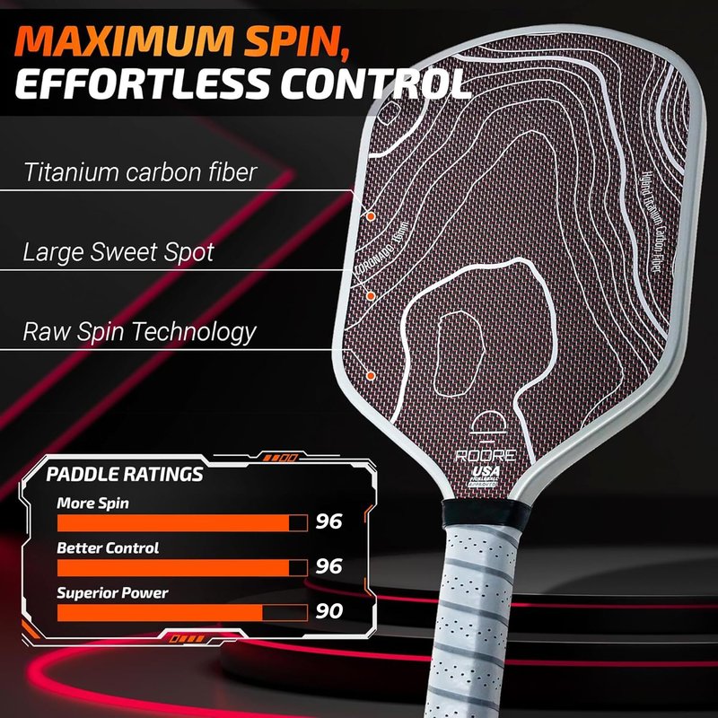 Roore Gen 4 4.5 100% Foam Core Pickleball Paddles T700 Carbon Fiber Pickleball Paddle 16mm Thermoformed Pickleball Racket and Pickleball Rackets Pickle Ball Paddle (Gen 2 Hybrid Titanium)