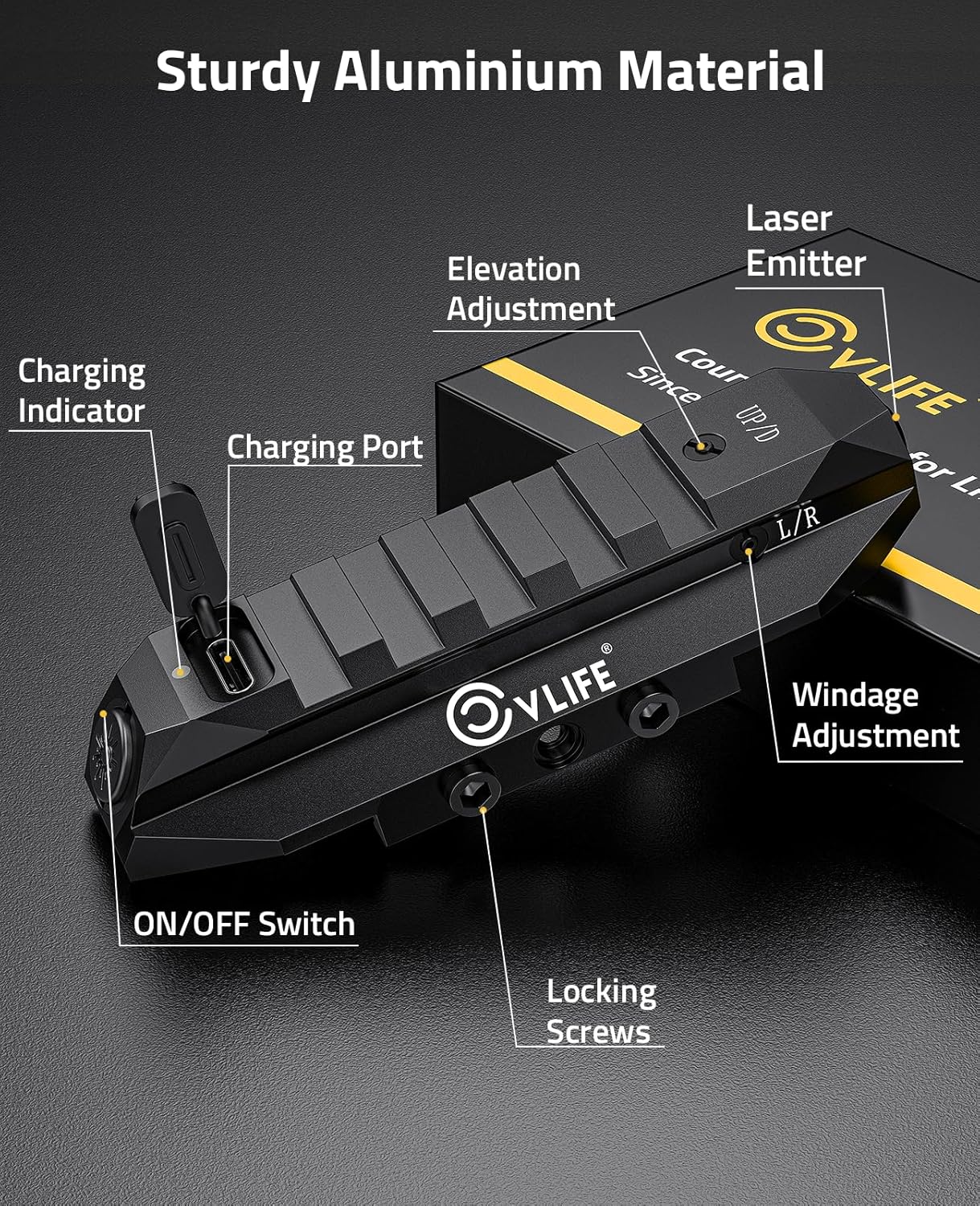 CVLIFE Laser Sight for Rifle - Low Profile Rechargeable Picatinny Laser with Strobe Mode | Precision Targeting