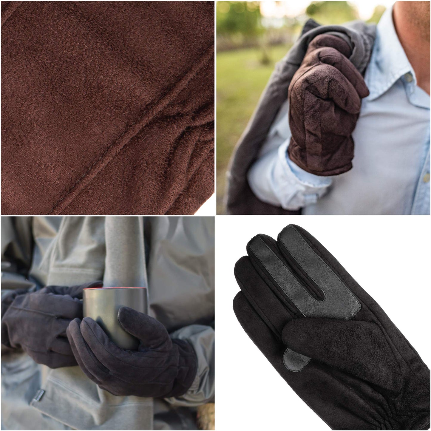 isotoner Mens Microfiber Touchscreen Texting Warm Lined Cold Weather With Water Repellent Technology Gloves, Cognac, Large US