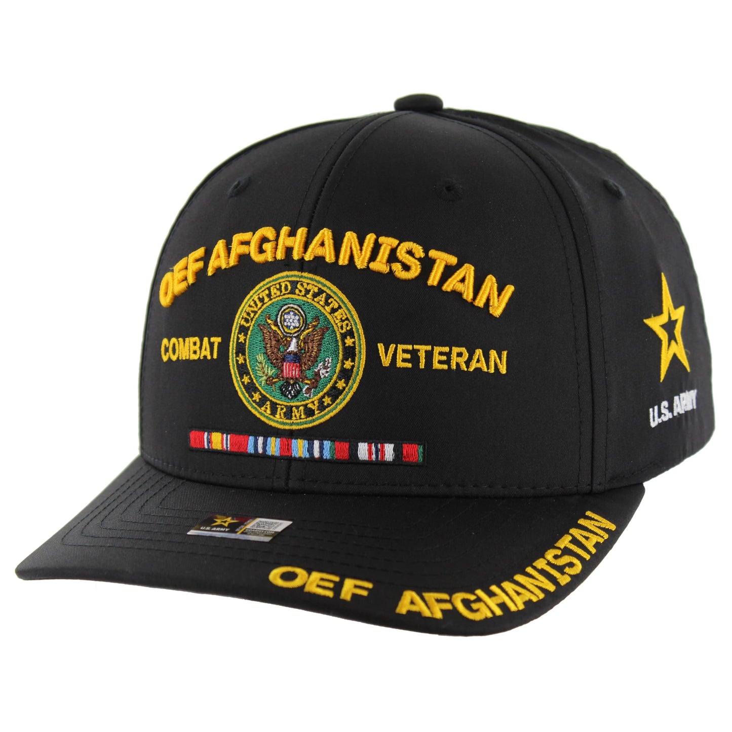 JM Warriors Operation Enduring Freedom OEF Afghanistan Veteran Hat for Men Officially Licensed US Army Combat Veterans Embroidered Cap (US, Alpha, One Size, Black)