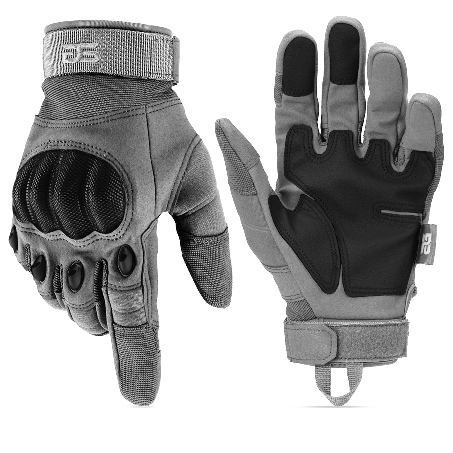 Glove Station Gloves for Men – Touchscreen Utility Gear with Hard Knuckle Protection Used in Motorcycle, Airsoft, & Outdoor Work Gray - Hard Knuckle Large
