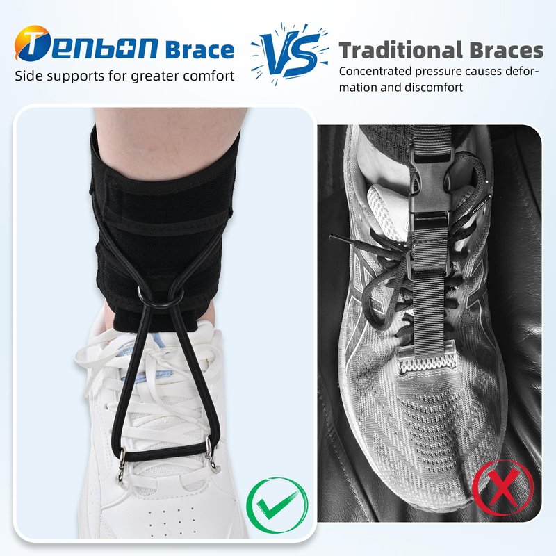 Tenbon AFO Foot Drop Brace for Walking with Shoes & Sandals, Adjustable Dorsiflexion Assist Support for Improved Gait, Lightweight Drop Foot Orthosis for Daily Recovery, Fits Left or Right Foot