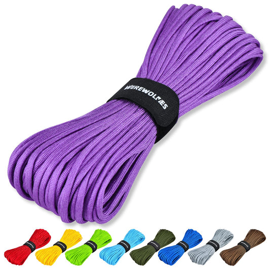 WEREWOLVES Paracord Rope, 7 Strand Type III Parachute Cord 4mm 100ft / 200ft for Crafting, DIY Projects, Survival Bracelets (Medium Purple, 100 ft)