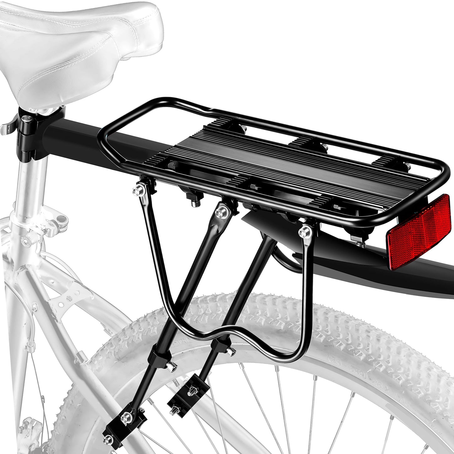 YONTUO Rear Bike Rack,115 LB Capacity Solid Bearings Bike Cargo Rack w/Fender & Large Size Reflective,Quick Release Mountain Road Bicycle Rear Racks,Universal Bike Luggage Touring Carrier Rack