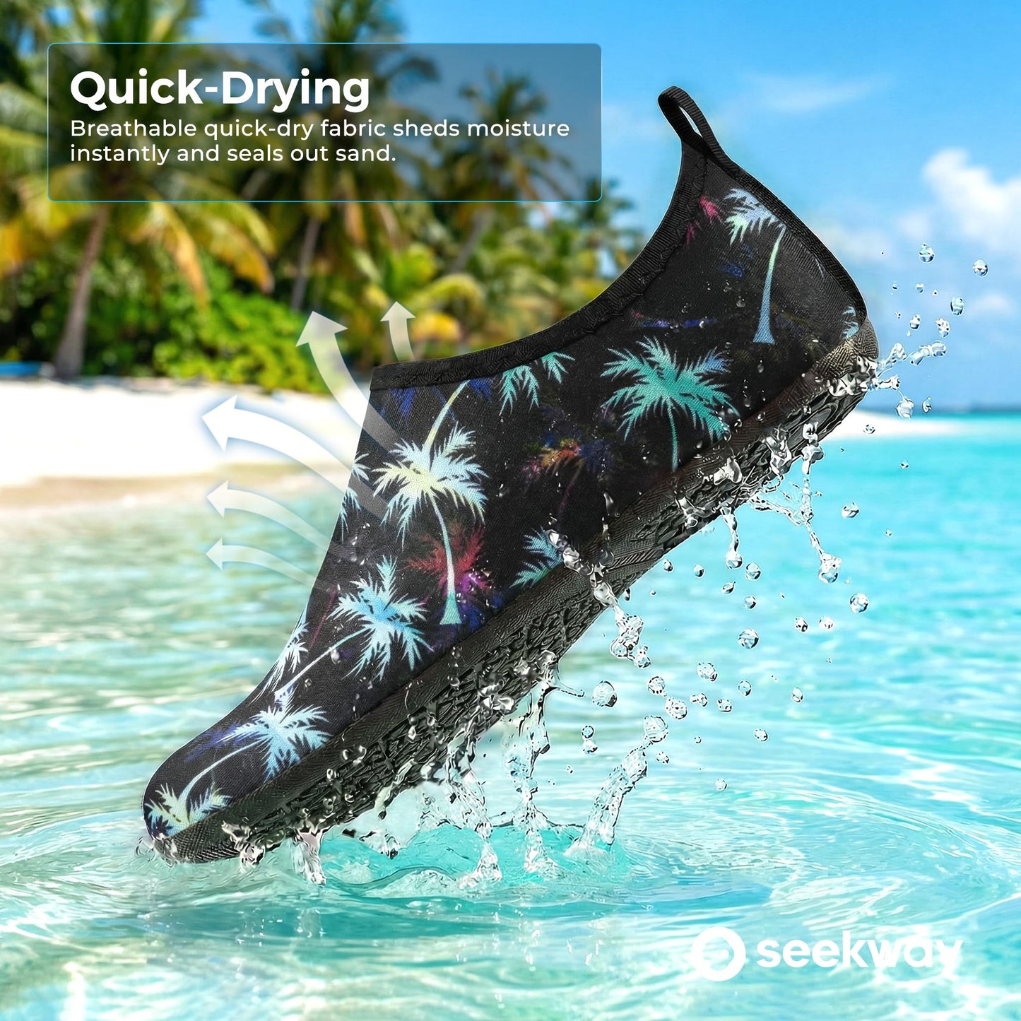 SEEKWAY Water Shoes Women Men Adult Quick-Dry Aqua Socks Barefoot Non Slip for Beach Swim River Pool Lake surf Black SK002(U)