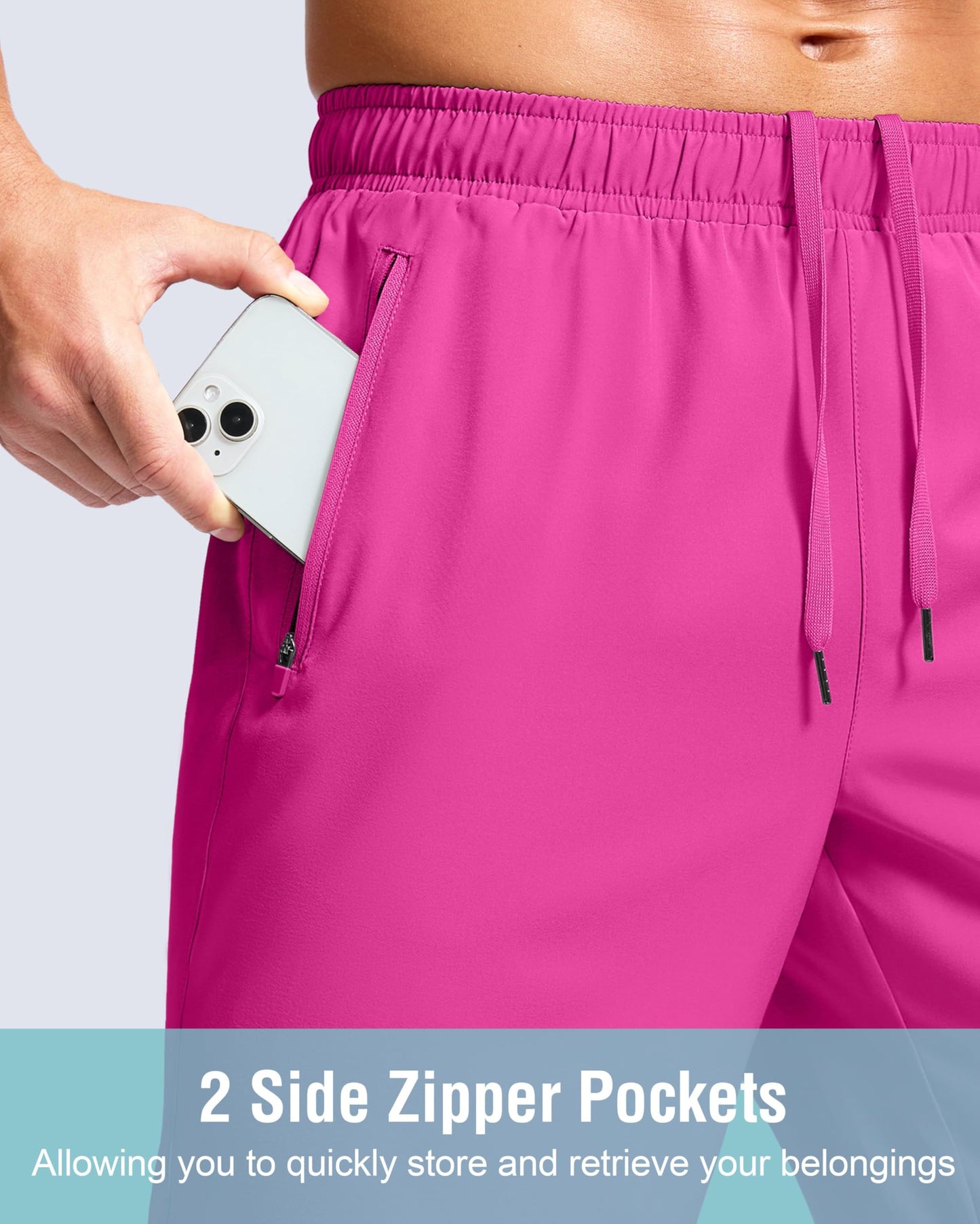 G Gradual Men's Athletic Running Shorts with Zipper Pockets Quick Dry 7"/ 5"/ 9" Workout Gym Shorts for Basketball Hiking(Rose,7XXXL)