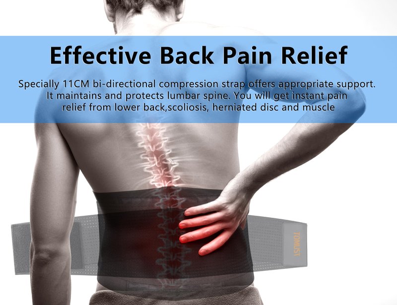 TOMUST Back Brace for Lower Back Pain Relief, Lumbar Support Belt with Dual Adjustable Straps for Lifting, Working, Sitting and Daily Support for Men Women, L