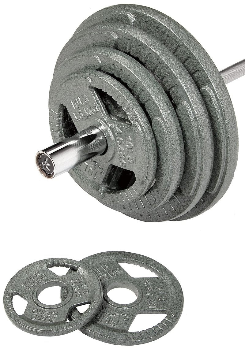 Fitvids Cast Iron Plate Weight Plate for Strength Training and Weightlifting, 2-Inch Center, 45LB (Set of 2)