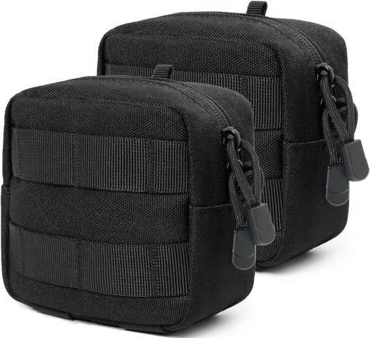Mini Tactical Molle Compact Ammo Pouch - 2 Pack Small Utility EDC Tool Waist Belt Pouches