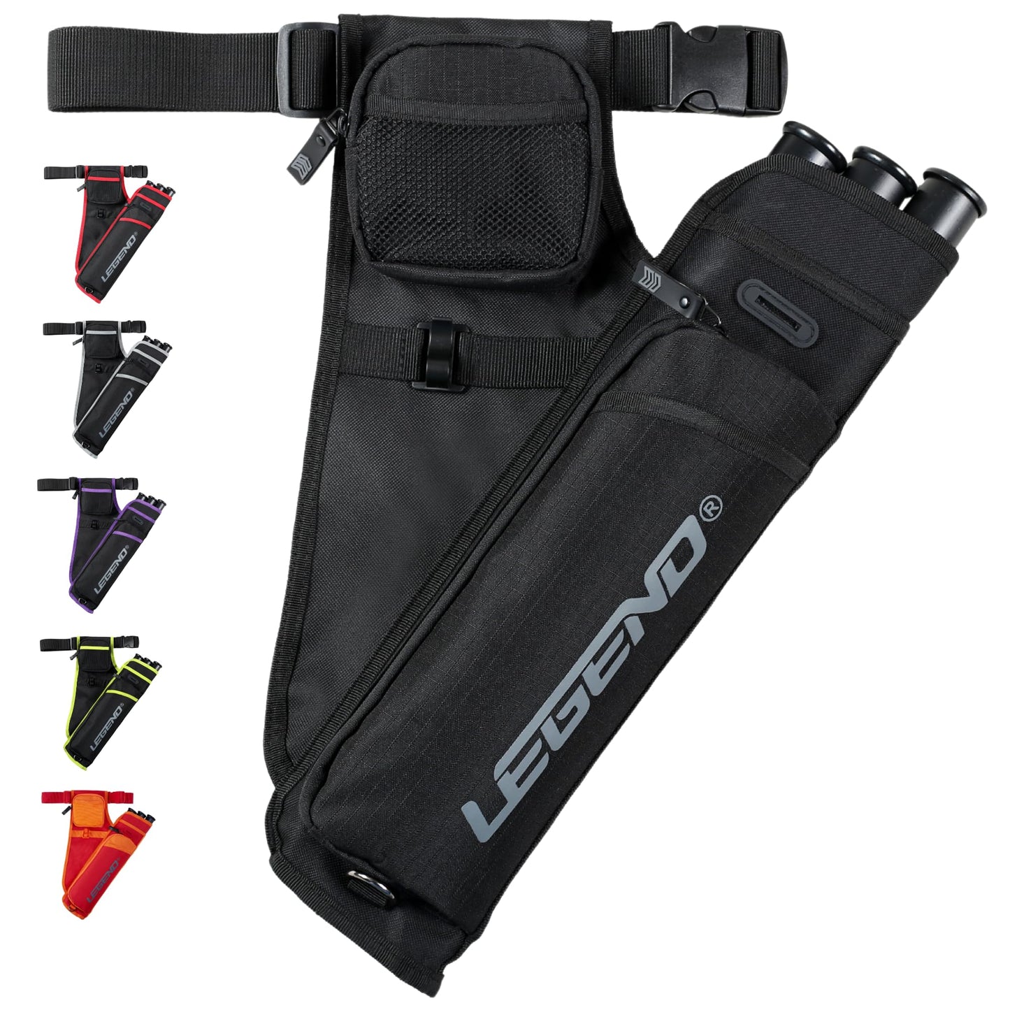 Legend First Hip Quiver, Right Hand Archery Quiver - Black