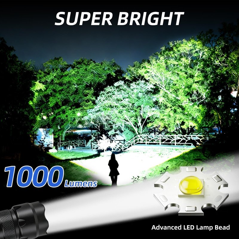 ULTRAFIRE Mini LED Flashlight 1000 Lumens Single Mode Tactical EDC Flashlight, Super Bright Waterproof Small Portable Flash Light Torch WF-502B (Battery Not Included)
